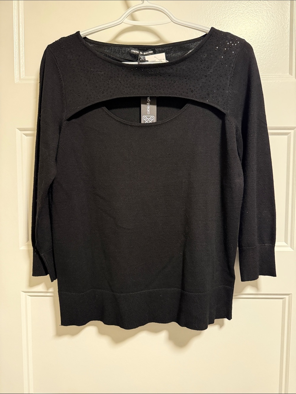 Cable & Gauge Black Cutout Sweater Top